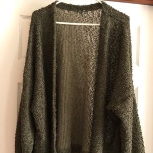 Olive green fuzzy cardigan